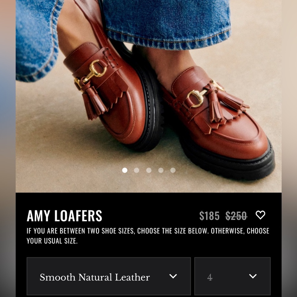 Sezane Amy Loafers Smooth Natural Leather - Size 8